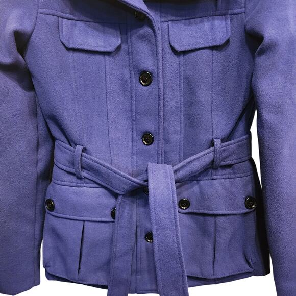 What's Hot Cobalt Blue Wool Blend Peacoat Jacket Size Small - Picture 3 of 7